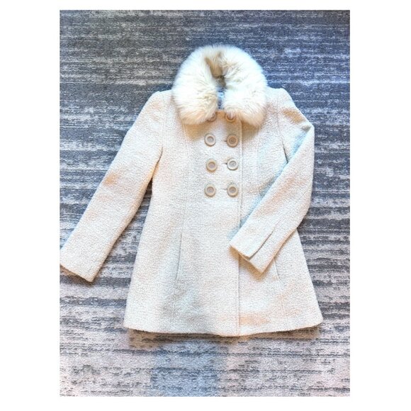 Guess Cream Boucle Pea Coat - Picture 1 of 5